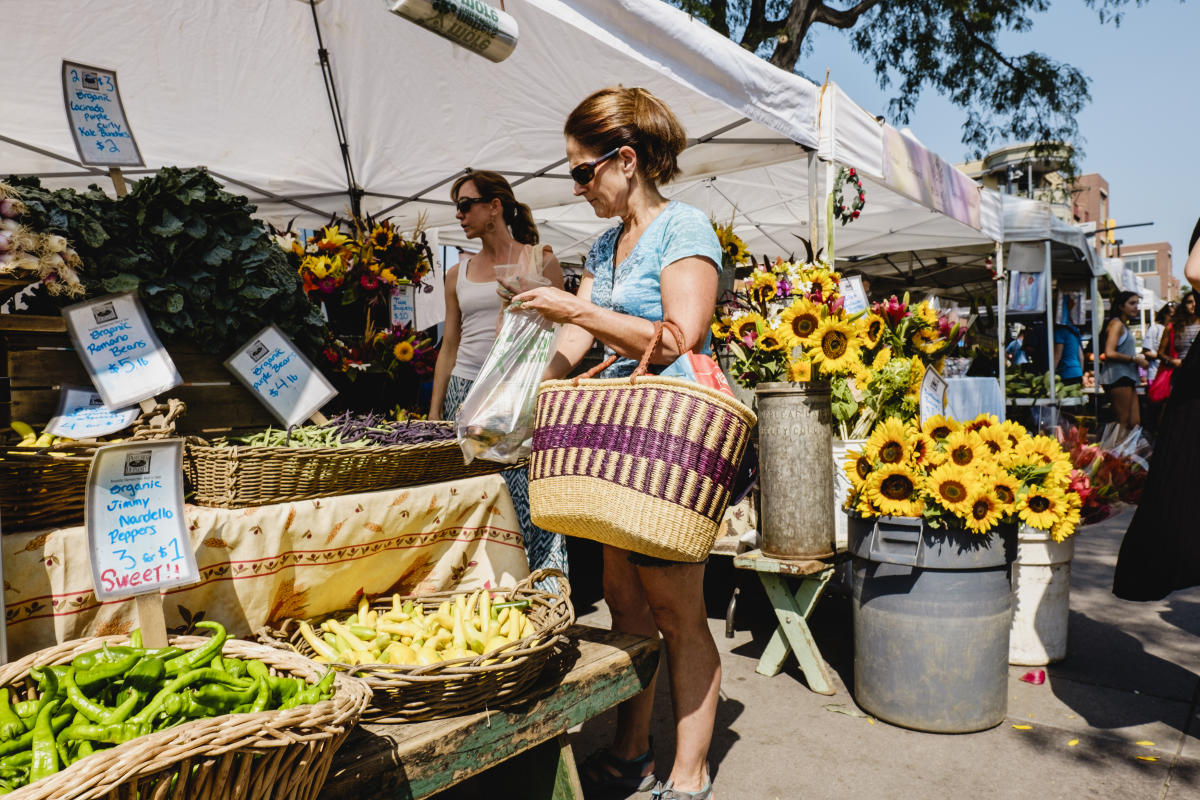 Boulder Farmers Market Shopper with a Basket