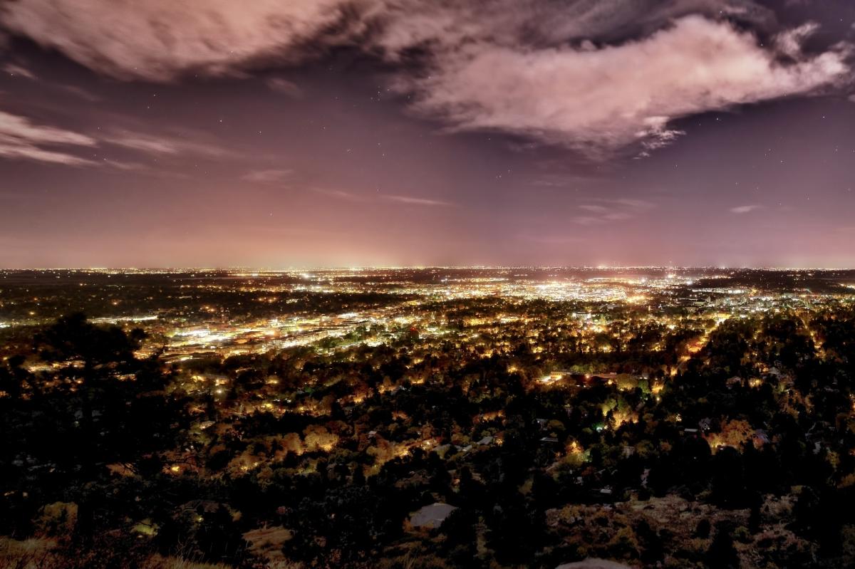 Flagstaff Mountain View of Boulder at night