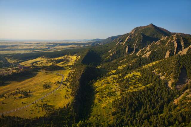 Aerial of the Boulder Flatirons