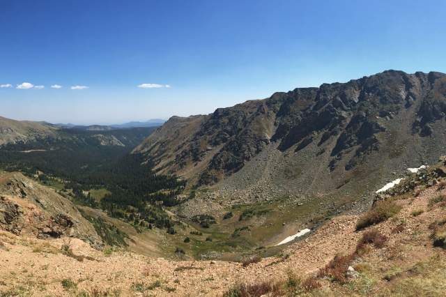 Mountain top view of the Indian Peaks Wilderness