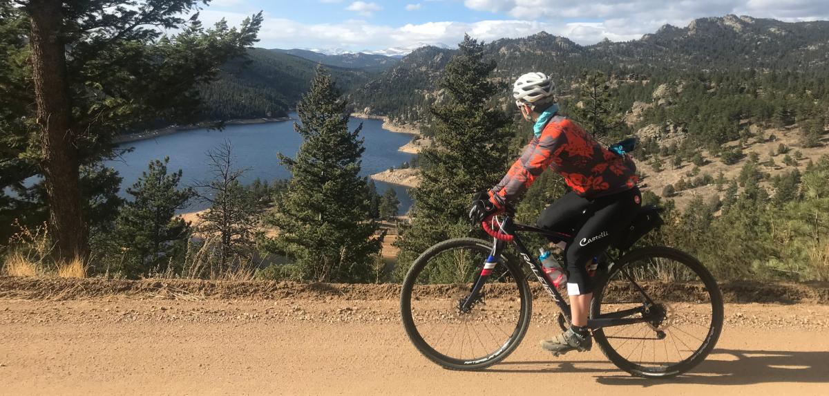 Woman Gravel Biking Gross Reservoir